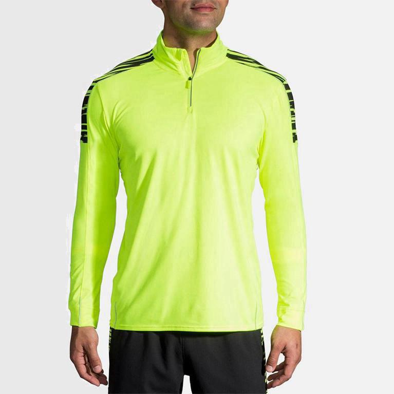 Brooks Nightlife Half Zip Mens Running Jackets - Yellow - Philippines (652978RZS)